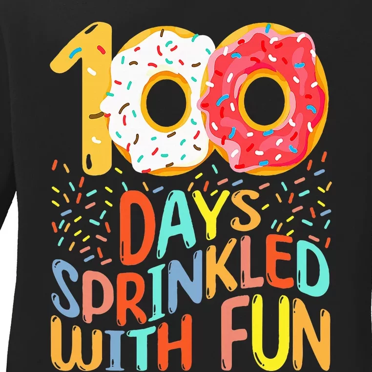 100 Days Of School Kindergarten 100th Day Of Ladies Long Sleeve Shirt