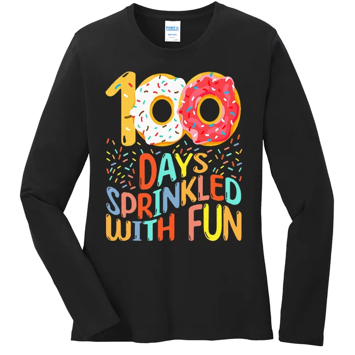 100 Days Of School Kindergarten 100th Day Of Ladies Long Sleeve Shirt