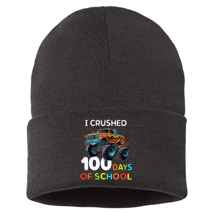 100 Days Of School Monster Truck 100th Day Of School Sustainable Knit Beanie