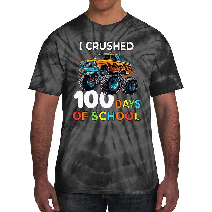 100 Days Of School Monster Truck 100th Day Of School Tie-Dye T-Shirt