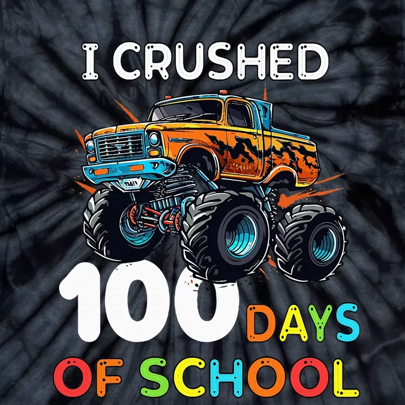 100 Days Of School Monster Truck 100th Day Of School Tie-Dye T-Shirt