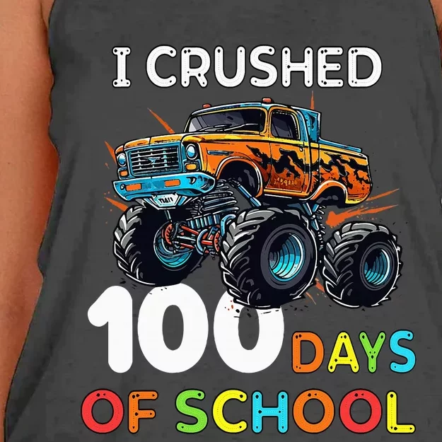 100 Days Of School Monster Truck 100th Day Of School Women's Knotted Racerback Tank