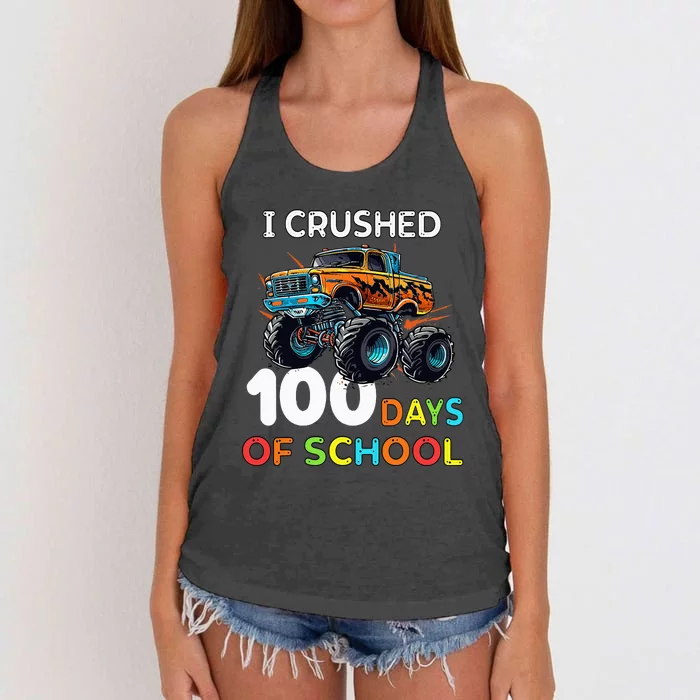 100 Days Of School Monster Truck 100th Day Of School Women's Knotted Racerback Tank