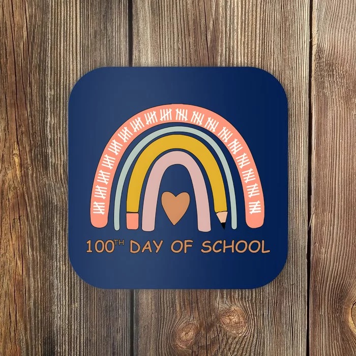 100th Day Of School Rainbow Teacher Coaster