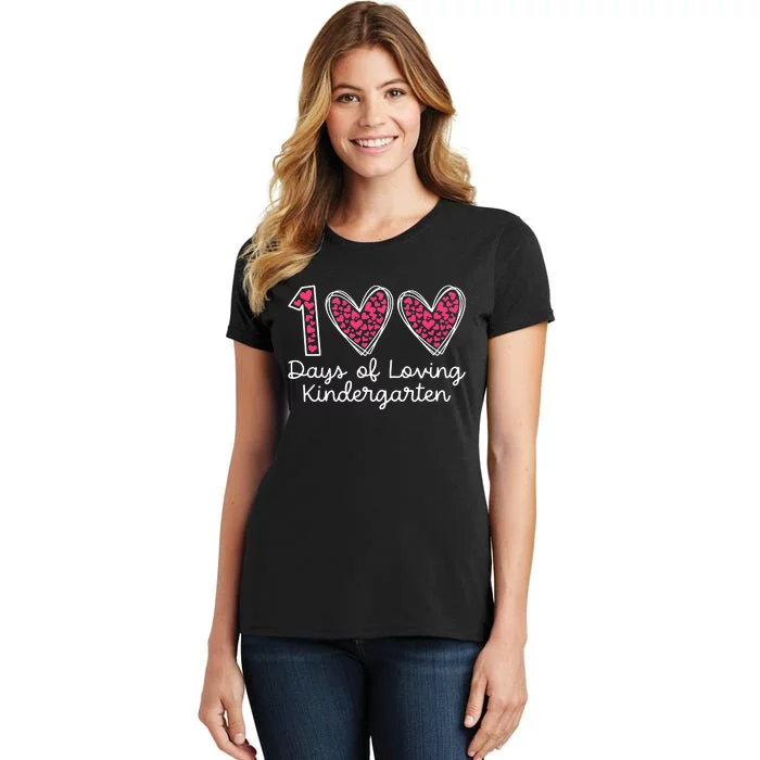 100 Days Of Loving Kindergarten 100 Days Of School Celebration Women's T-Shirt