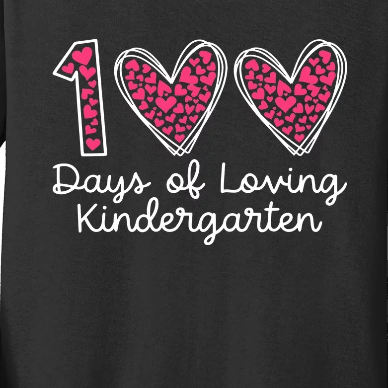 100 Days Of Loving Kindergarten 100 Days Of School Celebration Kids Long Sleeve Shirt