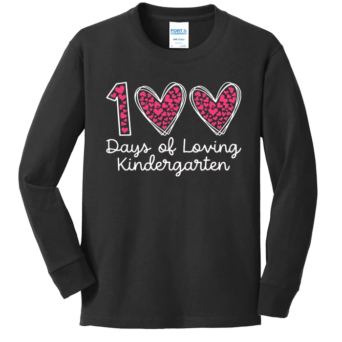 100 Days Of Loving Kindergarten 100 Days Of School Celebration Kids Long Sleeve Shirt