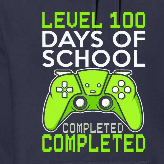 100 Days Of School Completed Level Up Gaming Premium Hoodie