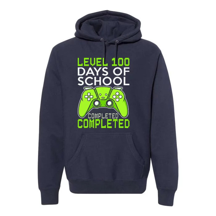 100 Days Of School Completed Level Up Gaming Premium Hoodie