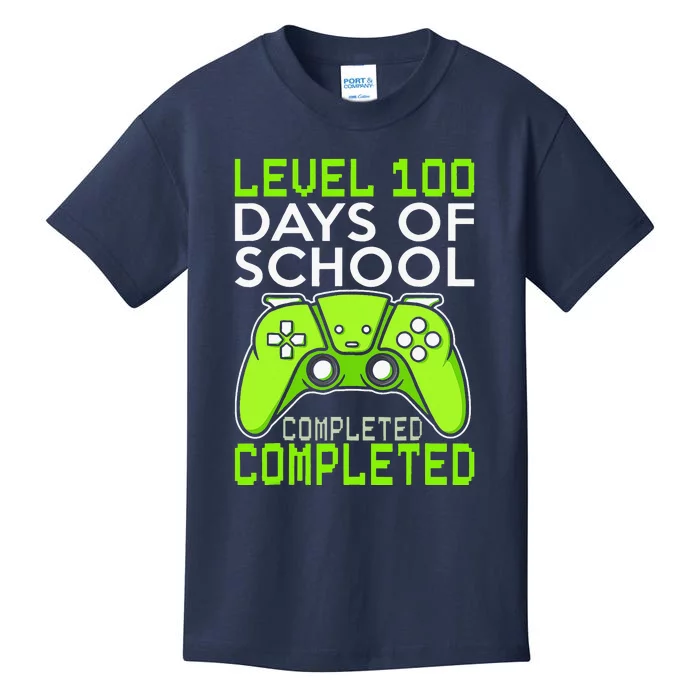 100 Days Of School Completed Level Up Gaming Kids T-Shirt