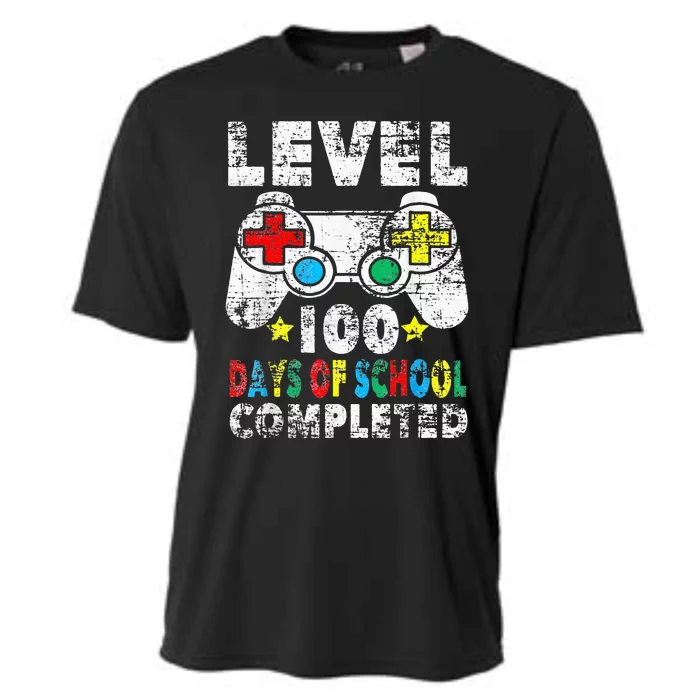 100 Days Of School Completed Gamer Gifts Level Up Gaming Cooling Performance Crew T-Shirt