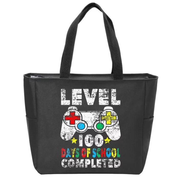 100 Days Of School Completed Gamer Gifts Level Up Gaming Zip Tote Bag