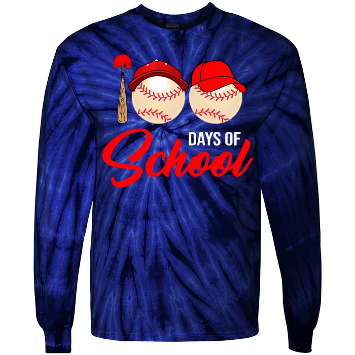 100 Days Of School Baseball Tie-Dye Long Sleeve Shirt