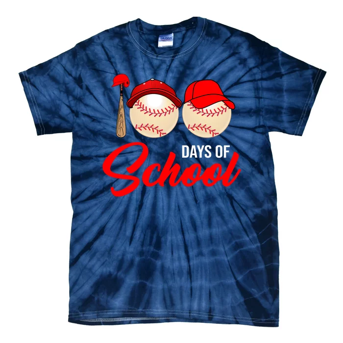 100 Days Of School Baseball Tie-Dye T-Shirt