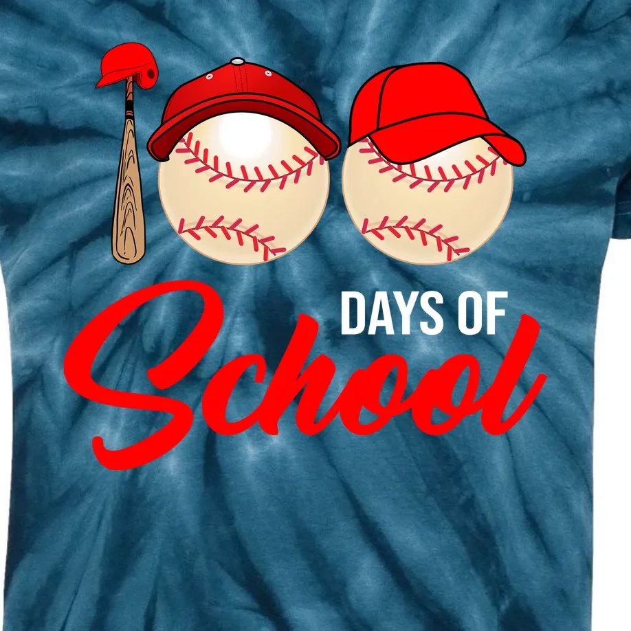 100 Days Of School Baseball Kids Tie-Dye T-Shirt