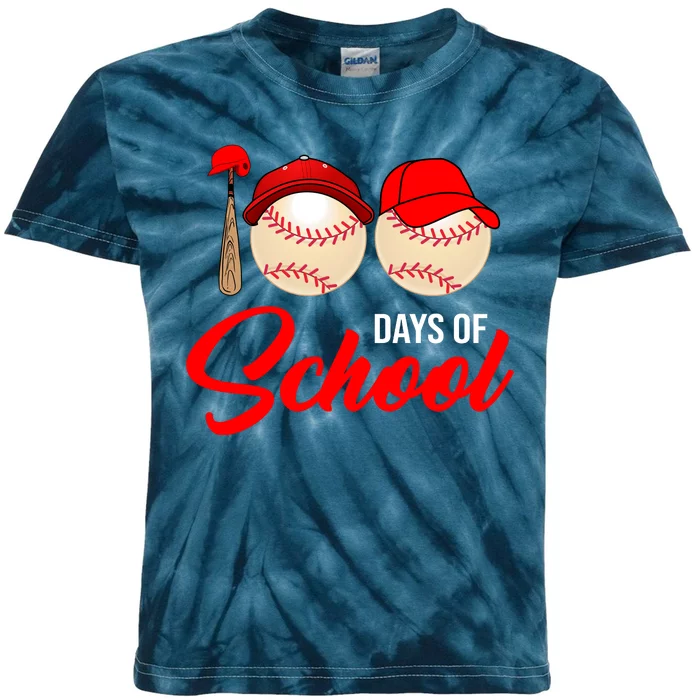 100 Days Of School Baseball Kids Tie-Dye T-Shirt