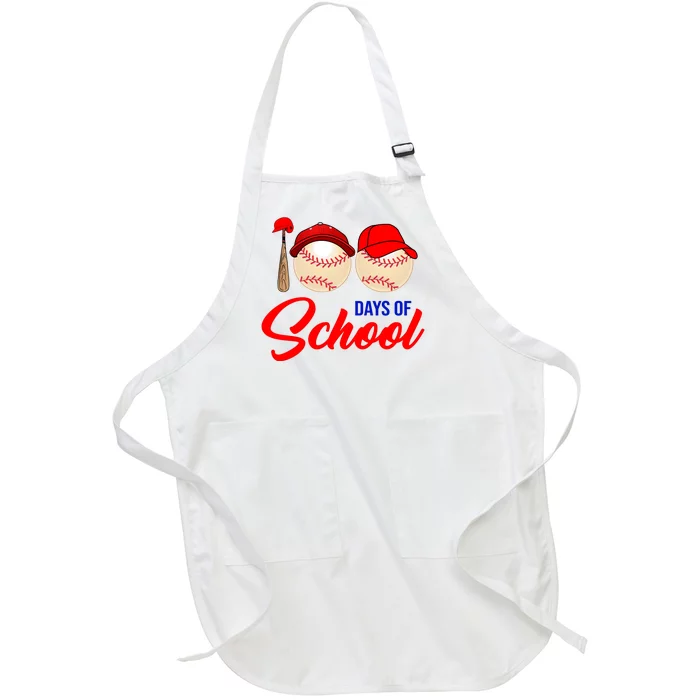 100 Days Of School Baseball Full-Length Apron With Pocket