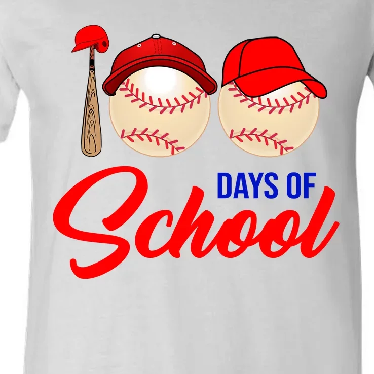 100 Days Of School Baseball V-Neck T-Shirt