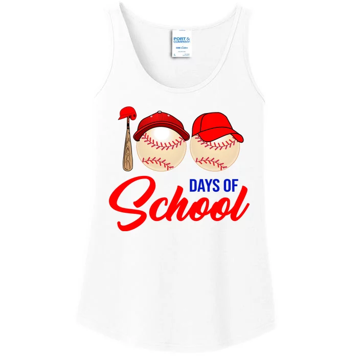 100 Days Of School Baseball Ladies Essential Tank