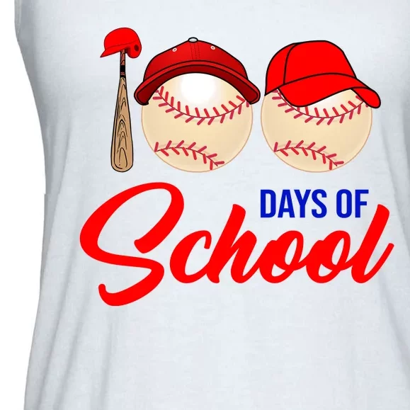 100 Days Of School Baseball Ladies Essential Flowy Tank