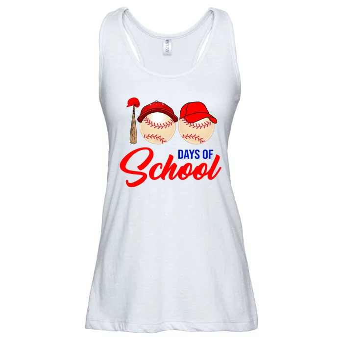 100 Days Of School Baseball Ladies Essential Flowy Tank