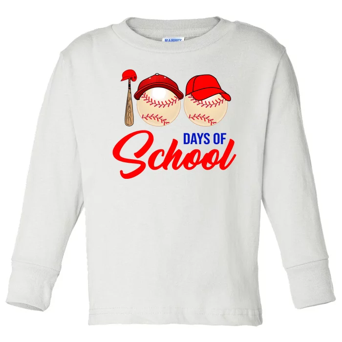 100 Days Of School Baseball Toddler Long Sleeve Shirt