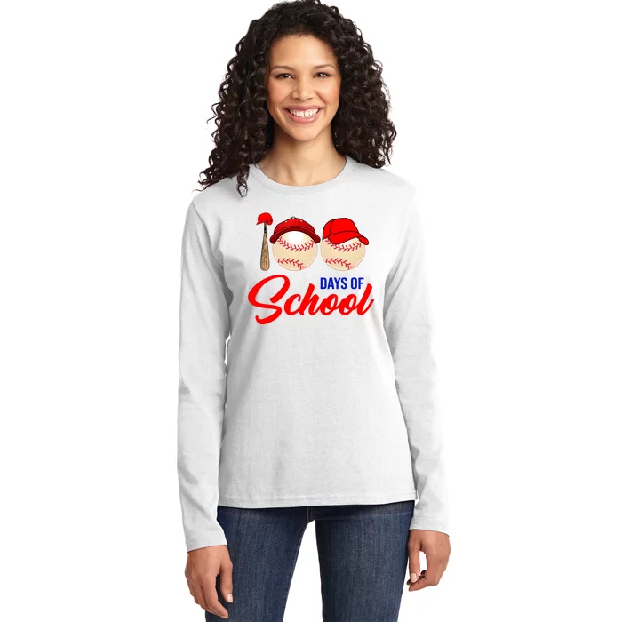 100 Days Of School Baseball Ladies Long Sleeve Shirt