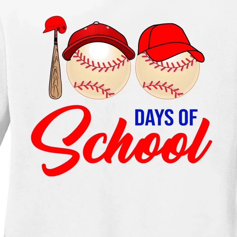 100 Days Of School Baseball Ladies Long Sleeve Shirt