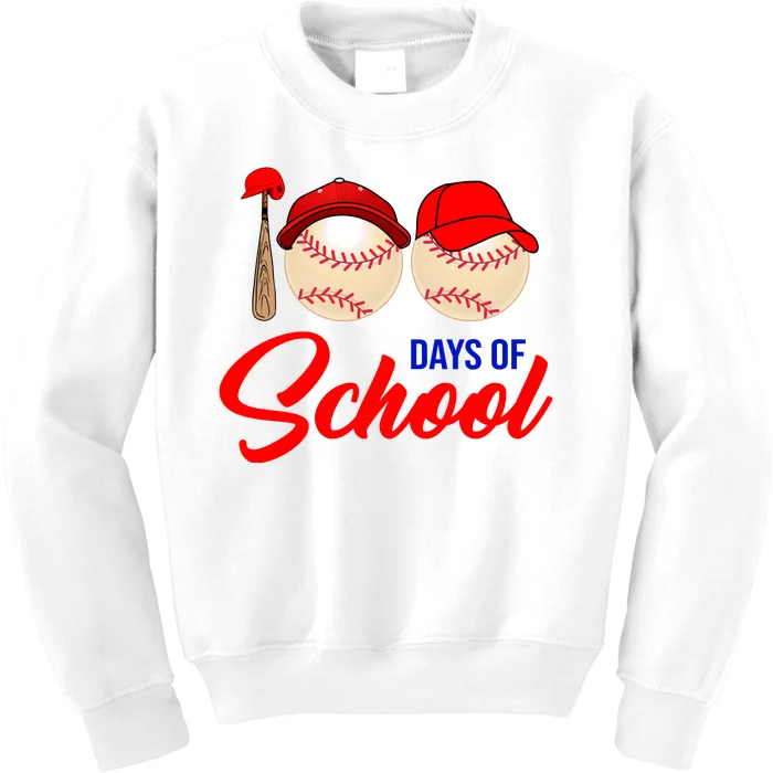 100 Days Of School Baseball Kids Sweatshirt