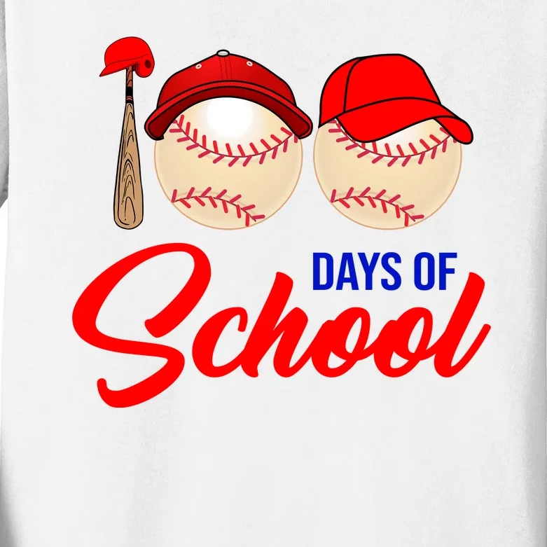 100 Days Of School Baseball Kids Long Sleeve Shirt