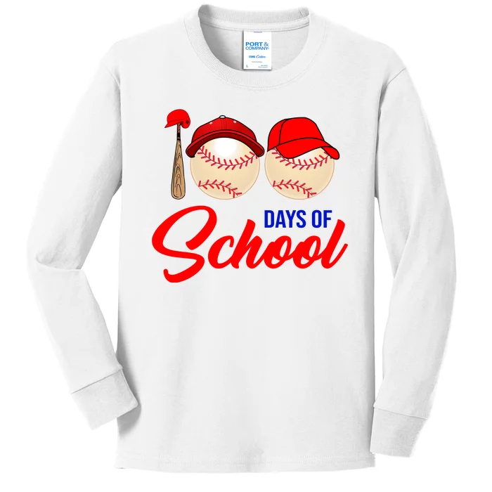 100 Days Of School Baseball Kids Long Sleeve Shirt