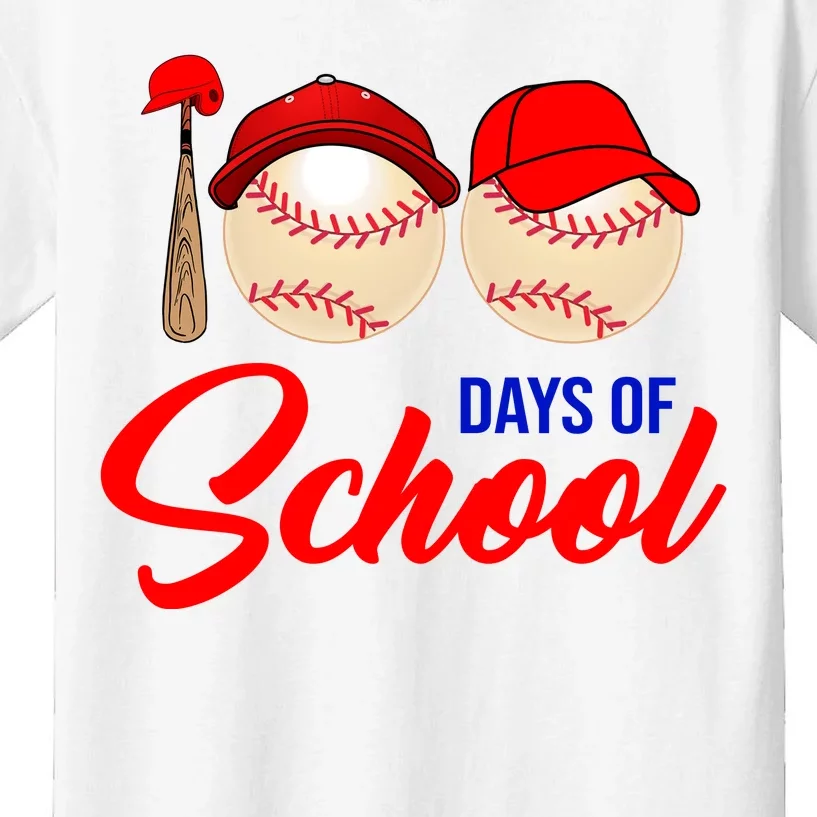 100 Days Of School Baseball Kids T-Shirt