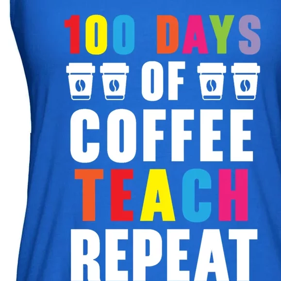 100 Days Of Coffee Teach Repeat 100 Days Of School Cute Gift Ladies Essential Flowy Tank