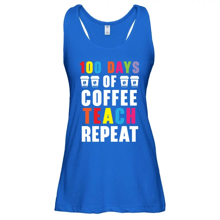 100 Days Of Coffee Teach Repeat 100 Days Of School Cute Gift Ladies Essential Flowy Tank