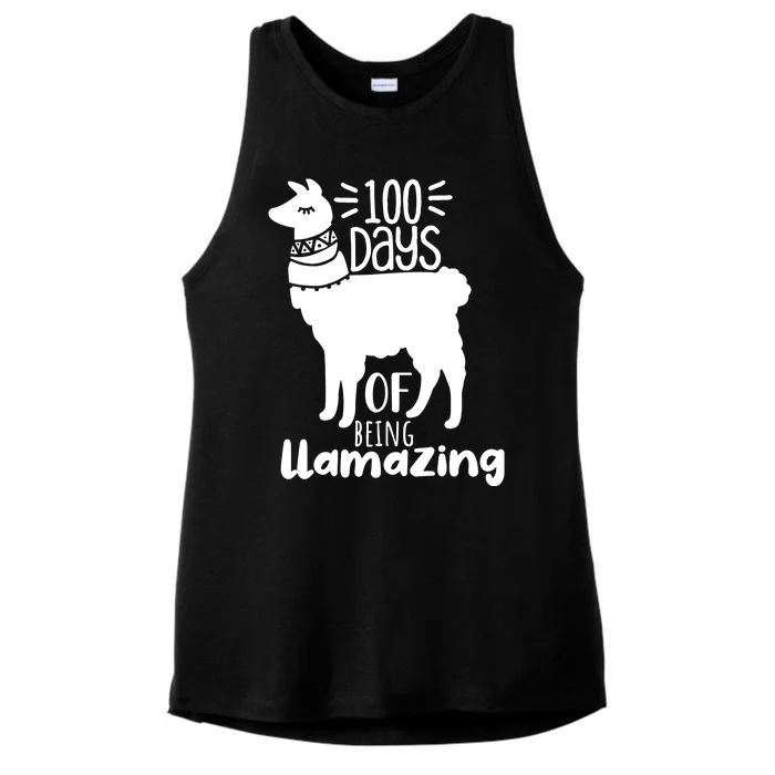 100 Days Of Being Llamazing 100 Days Of School Funny Llama Ladies Tri-Blend Wicking Tank