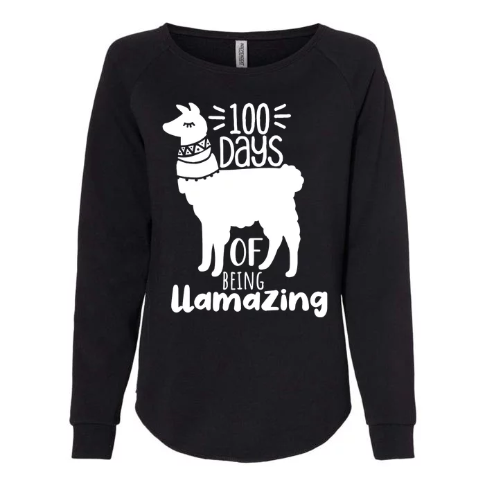 100 Days Of Being Llamazing 100 Days Of School Funny Llama Womens California Wash Sweatshirt