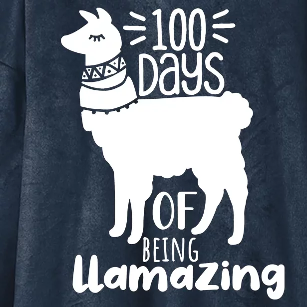 100 Days Of Being Llamazing 100 Days Of School Funny Llama Hooded Wearable Blanket