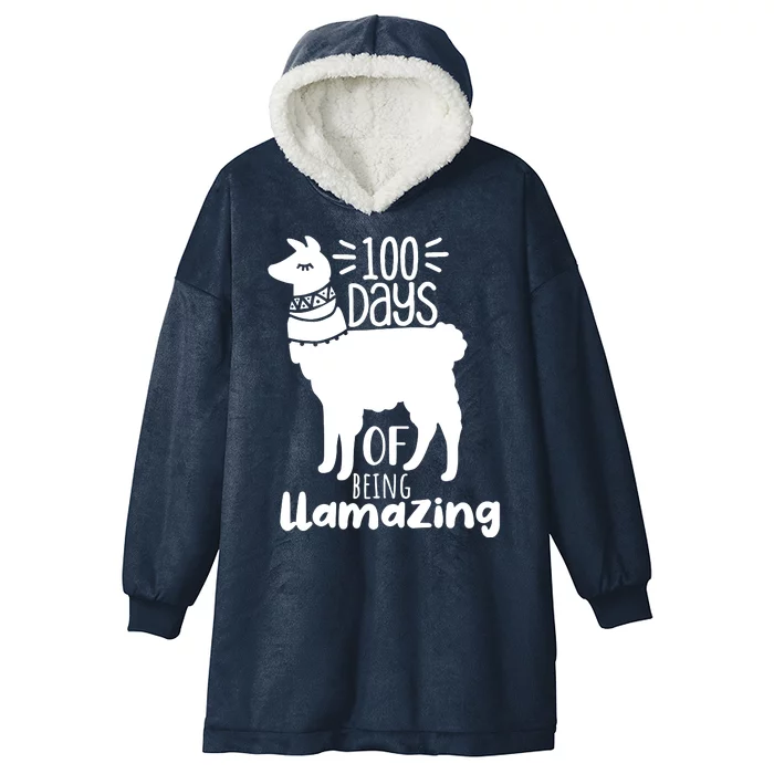 100 Days Of Being Llamazing 100 Days Of School Funny Llama Hooded Wearable Blanket