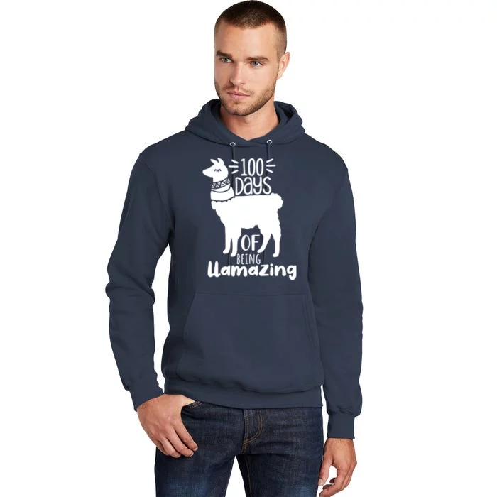 100 Days Of Being Llamazing 100 Days Of School Funny Llama Tall Hoodie