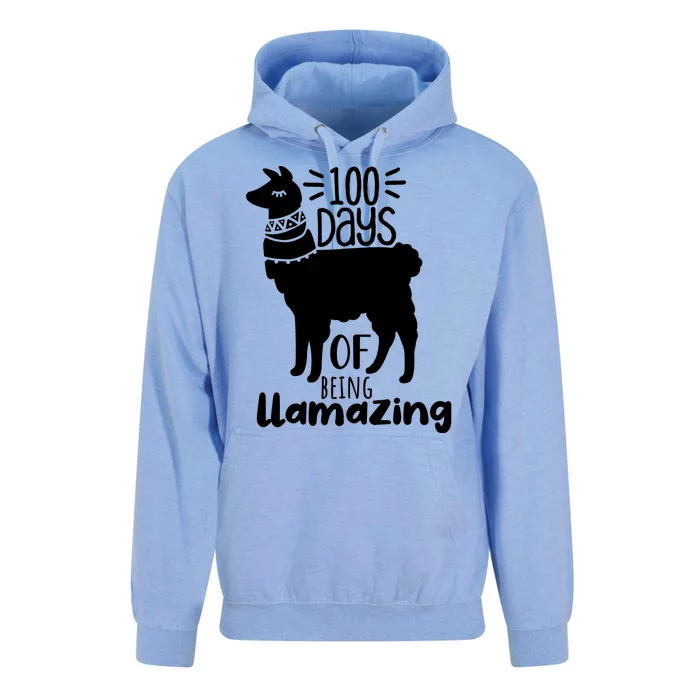 100 Days Of Being Llamazing 100 Days Of School Funny Llama Unisex Surf Hoodie