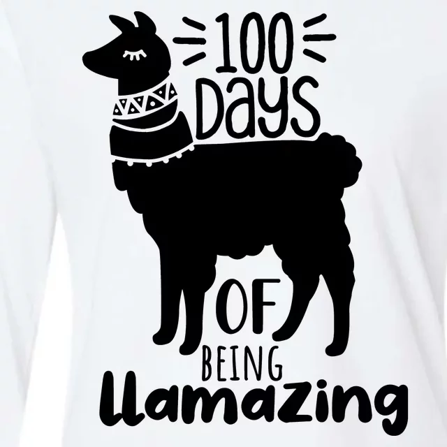 100 Days Of Being Llamazing 100 Days Of School Funny Llama Womens Cotton Relaxed Long Sleeve T-Shirt