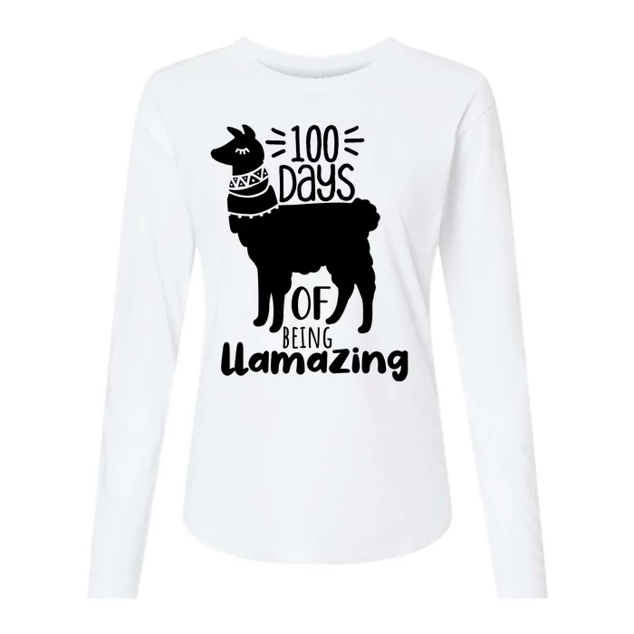 100 Days Of Being Llamazing 100 Days Of School Funny Llama Womens Cotton Relaxed Long Sleeve T-Shirt