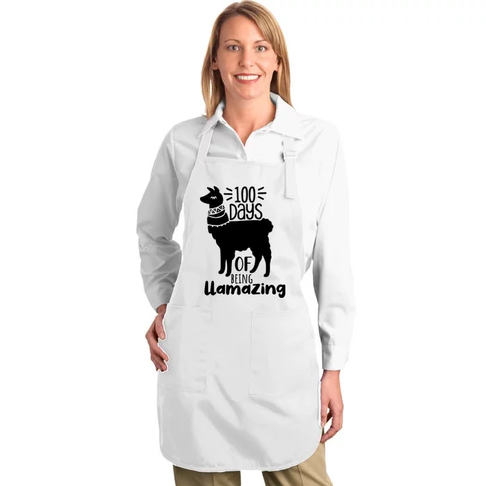 100 Days Of Being Llamazing 100 Days Of School Funny Llama Full-Length Apron With Pocket