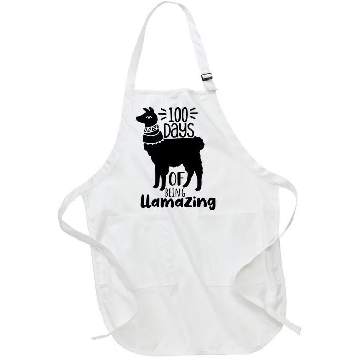 100 Days Of Being Llamazing 100 Days Of School Funny Llama Full-Length Apron With Pocket