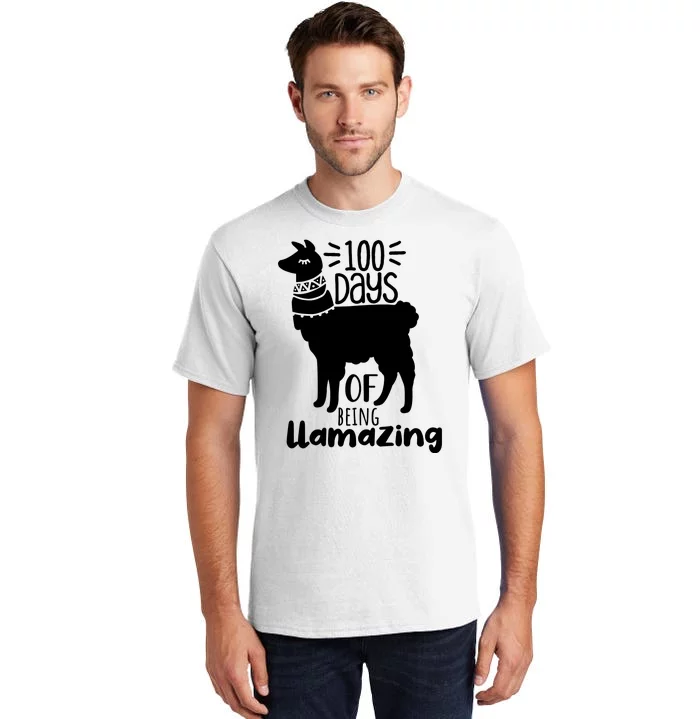 100 Days Of Being Llamazing 100 Days Of School Funny Llama Tall T-Shirt