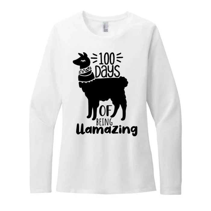 100 Days Of Being Llamazing 100 Days Of School Funny Llama Womens CVC Long Sleeve Shirt