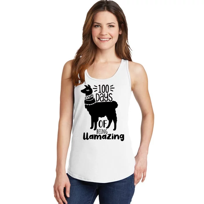 100 Days Of Being Llamazing 100 Days Of School Funny Llama Ladies Essential Tank