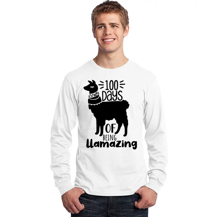 100 Days Of Being Llamazing 100 Days Of School Funny Llama Tall Long Sleeve T-Shirt