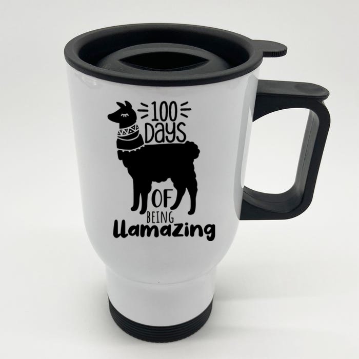 100 Days Of Being Llamazing 100 Days Of School Funny Llama Front & Back Stainless Steel Travel Mug