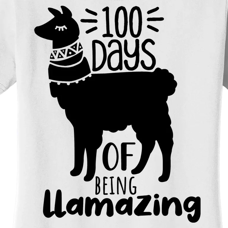 100 Days Of Being Llamazing 100 Days Of School Funny Llama Women's T-Shirt